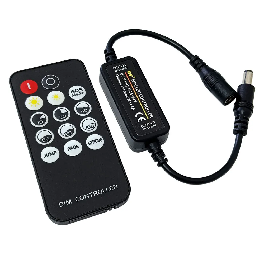 Led DIM Controller 14Keys Mini RF Remote Dimmer DC5V-24V For Single Color LED Strip COB Light 2835 5050 5730