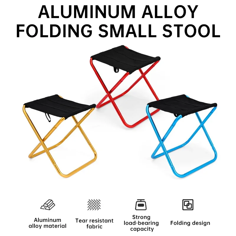 Portable Ultralight Aluminum Alloy Folding Stool Oxford Fabric Camping Chair Outdoor Fishing Seat Travel Picnic Gear