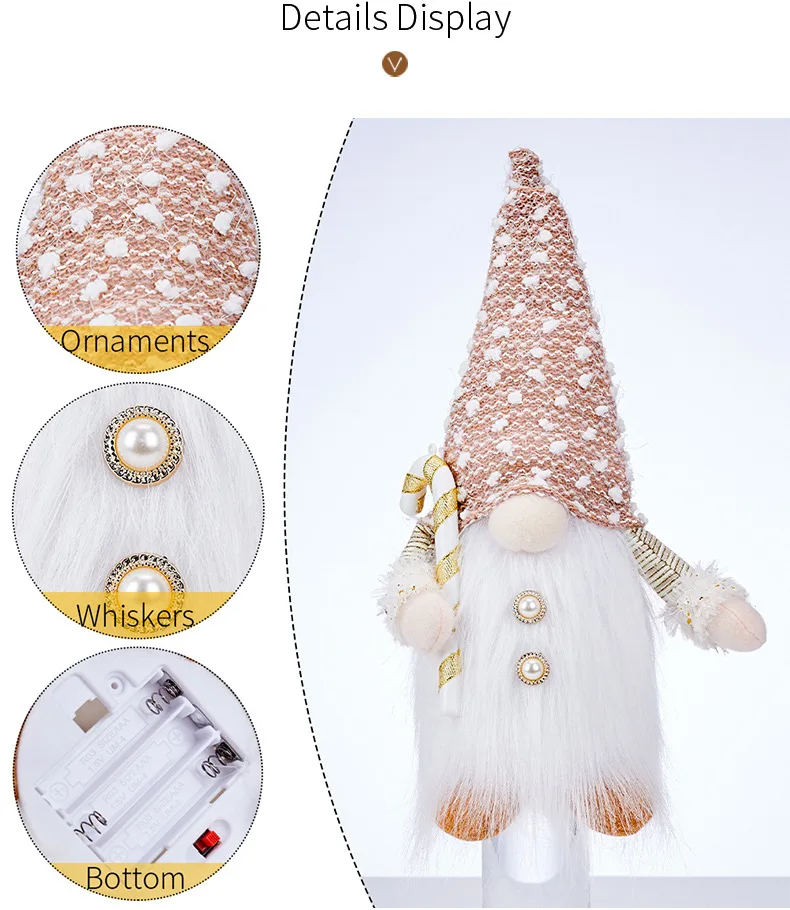 30cm Glowing Gnome Christmas Decorations 2026 Faceless Plush Dolls Elf Home Ornaments Navidad New Year 2027 Gift