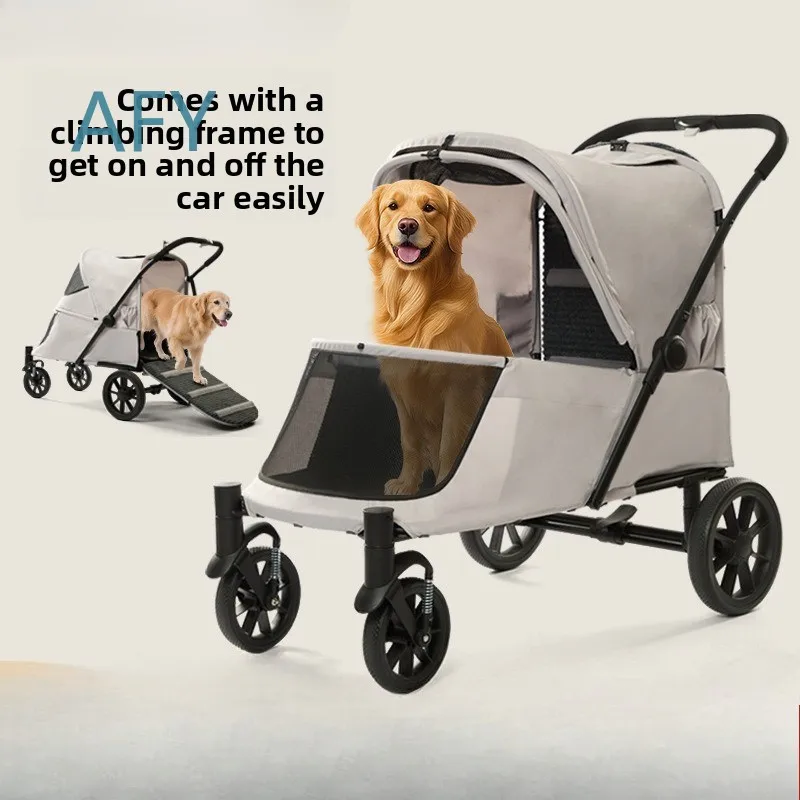 Foldable Pet Stroller with Slope for Large Dogs for Senior Dog Carrier for Outdoor Walking Cart for Medium Large Breed Dogs