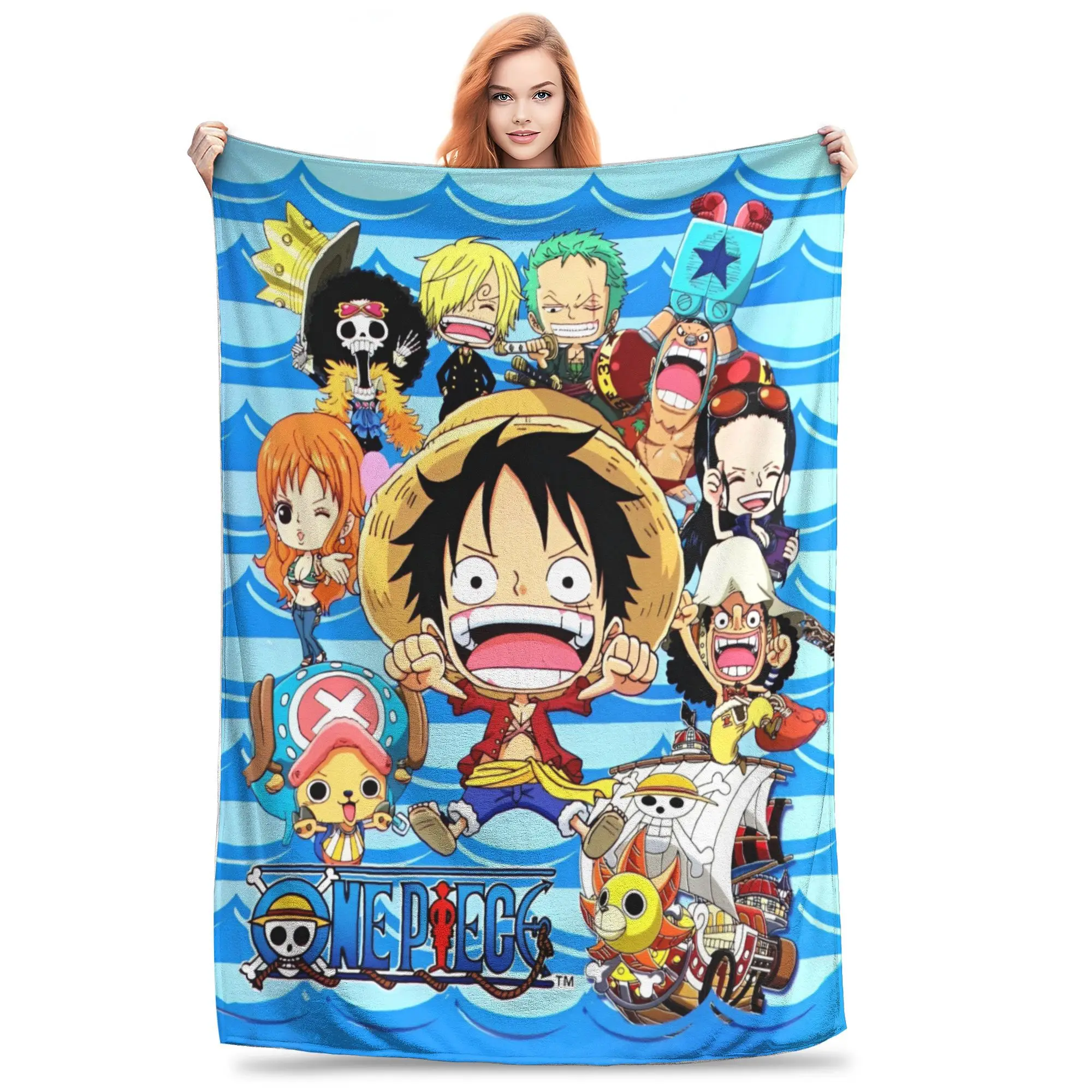 Anime O-One P-Piece L-LuffyS Blankets Fleece  Winter  Portable Super Warm Throw Blankets for Sofa Car Rug Piece