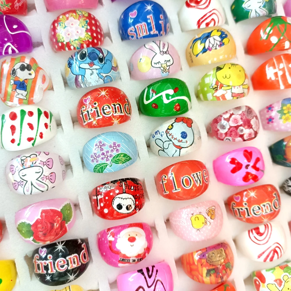 الجملة 25 قطعة/الوحدة المرأة الملونة الراتنج الاكريليك خواتم الفتيات مختلف الجمالية مجوهرات هدايا الحفلات #5