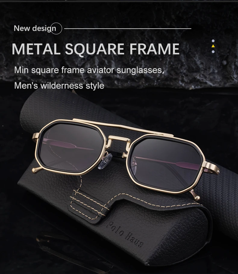 Steampunk Rechteckige Sonnenbrille für Herren 2026 Luxusmarke Retro Punk Sonnenbrillen für Männer Vintage Doppelbalken-Brillen UV400-Schutz – Detail 2