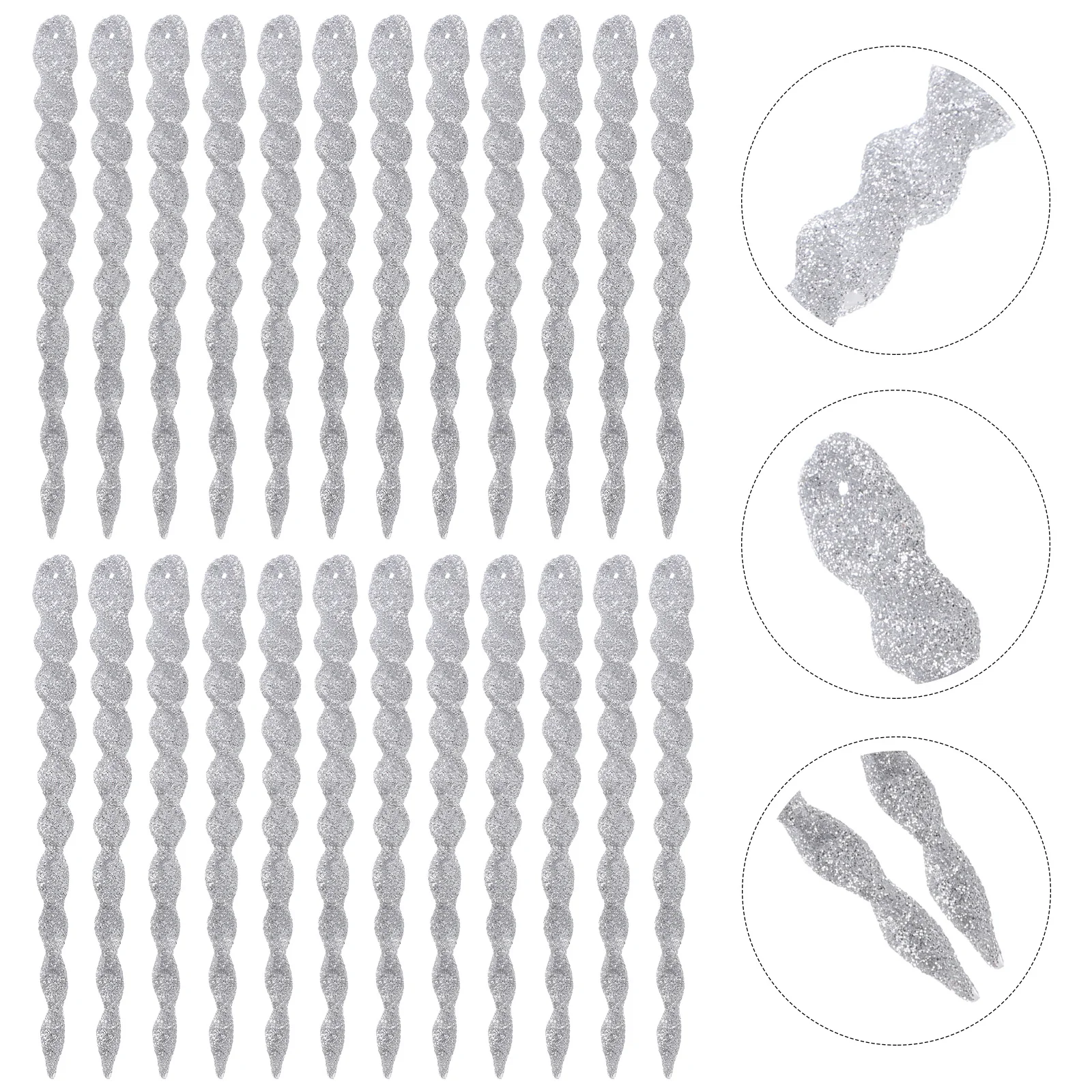 

60Pcs Christmas Tree Icicle Hanging Ornament Glitter Xmas Tree Decoration Party Favor Supplies Xmas Icicle Pendant