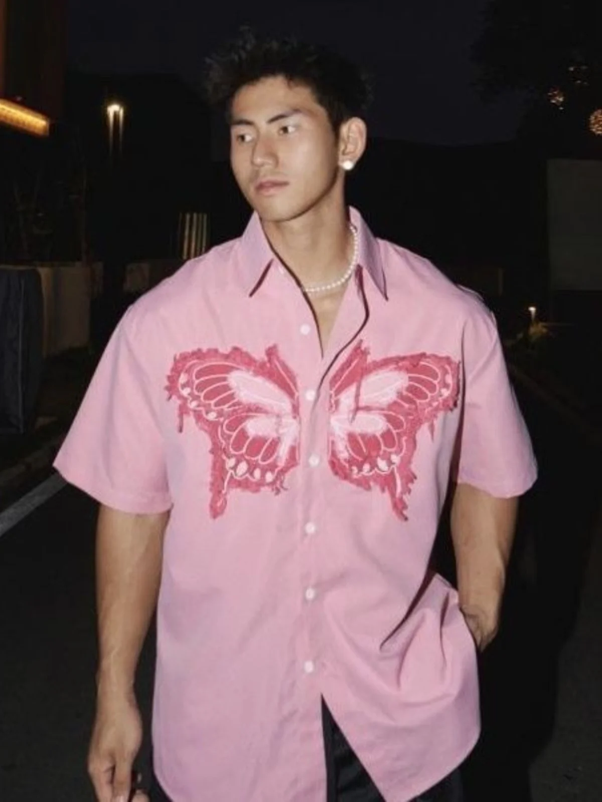 

Мужская летняя джинсовая рубашка свободного кроя большого размера 300 Pou 3D, в американском стиле, молодежная, повседневная