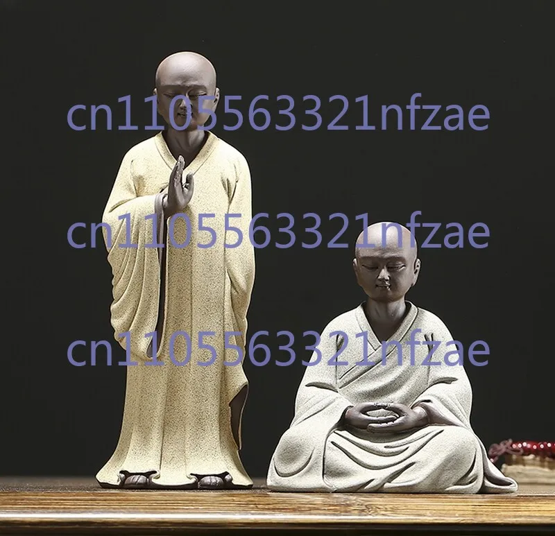 

2 шт. китайская статуя монах из глины Цзи Ша, Будда, буддизм, Дзен, фигурка, декор