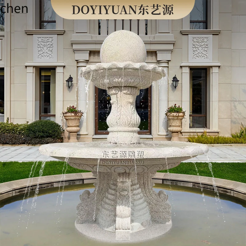 stone sculpture fountain feng shui ball water spray sculpture courtyard rockery circulating water lotus pot ornament