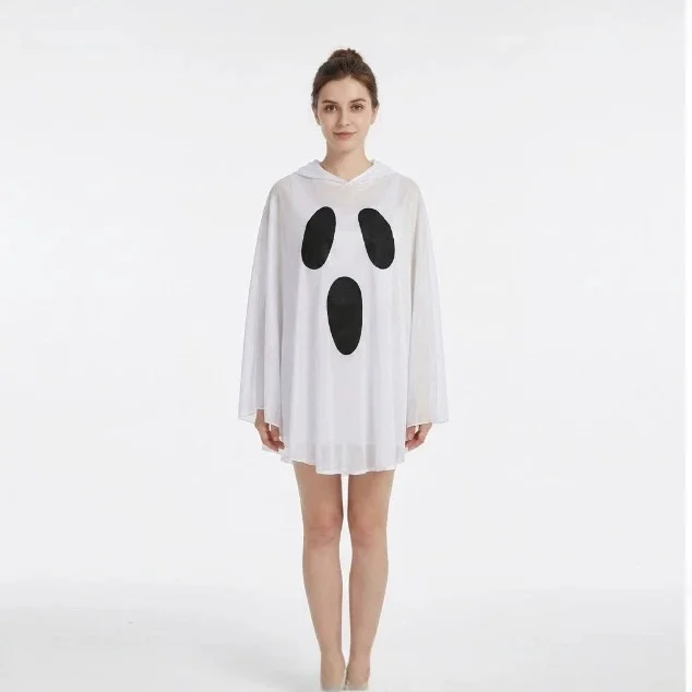 

Adult And Children's Halloween White Ghost Cloak Unisex Masquerade Costume Funny Expression Robe for Cosplay And Stage Perfor...