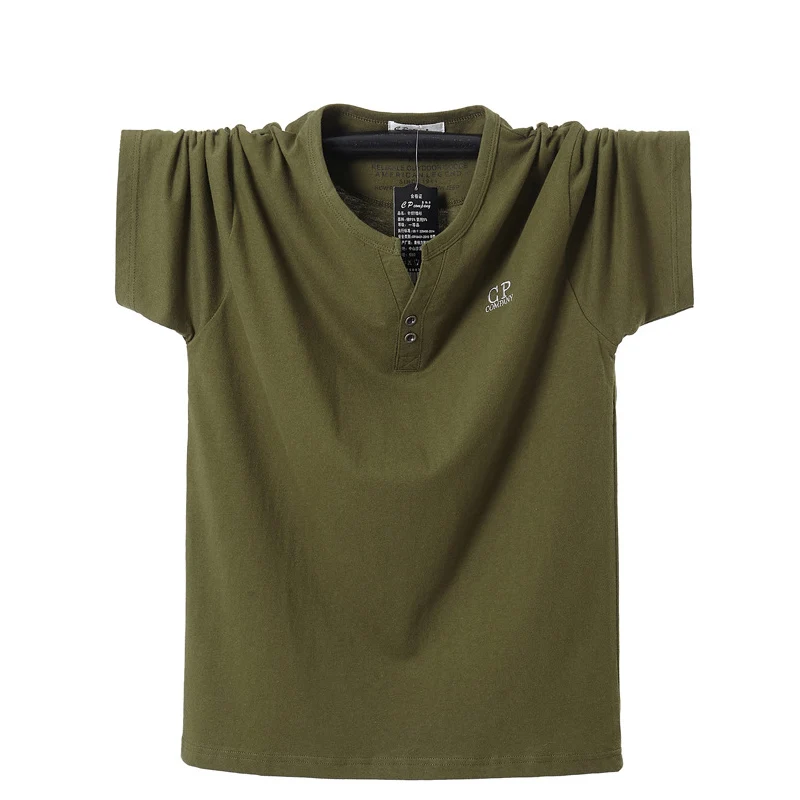 New summer models men's short-sleeved T-shirt V-neck half-sleeved cotton men's solid color T-shirt Large Size 7XL 8XL