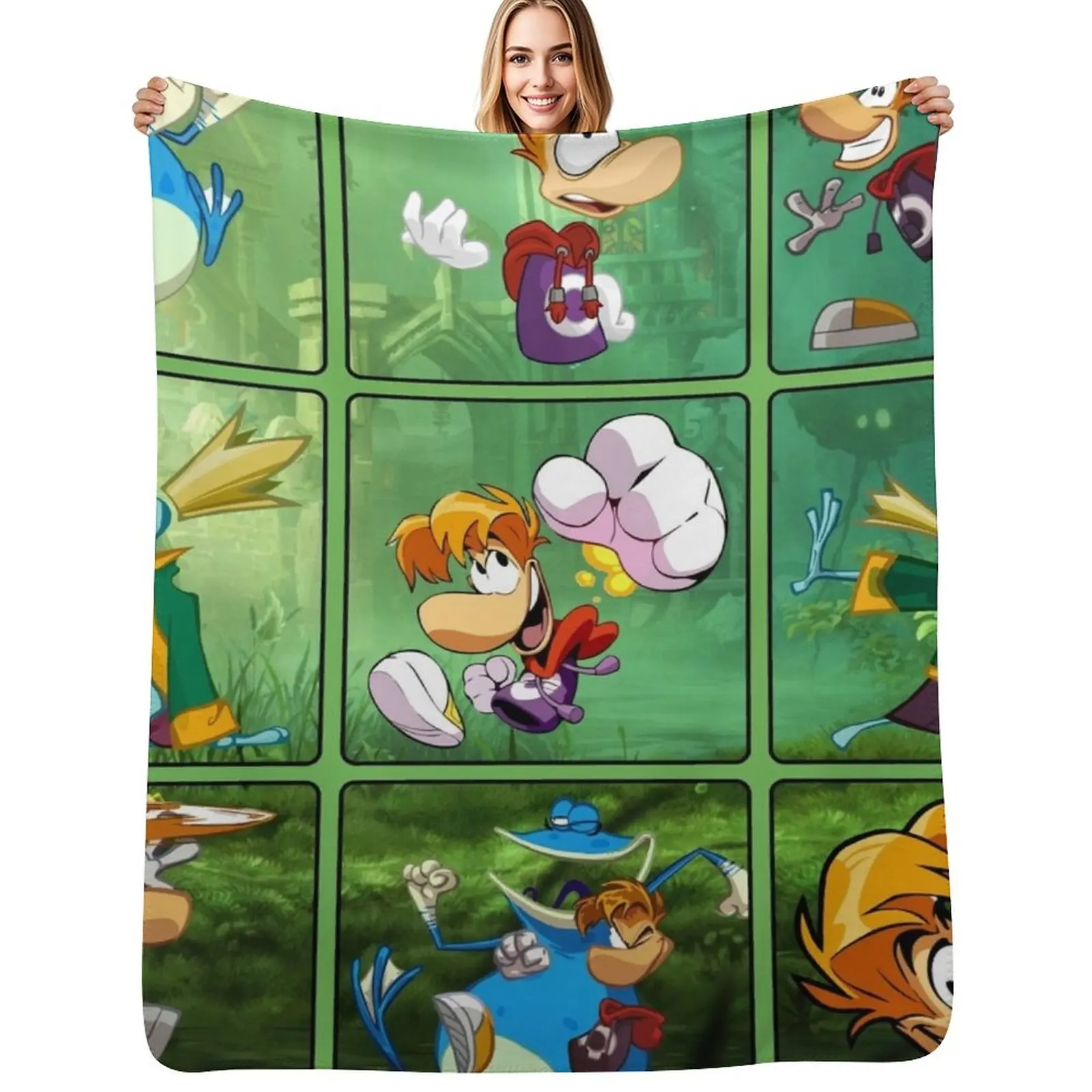 

Rayman characters squares Throw Blanket All Weather Soft Throw Blanket for Sofa