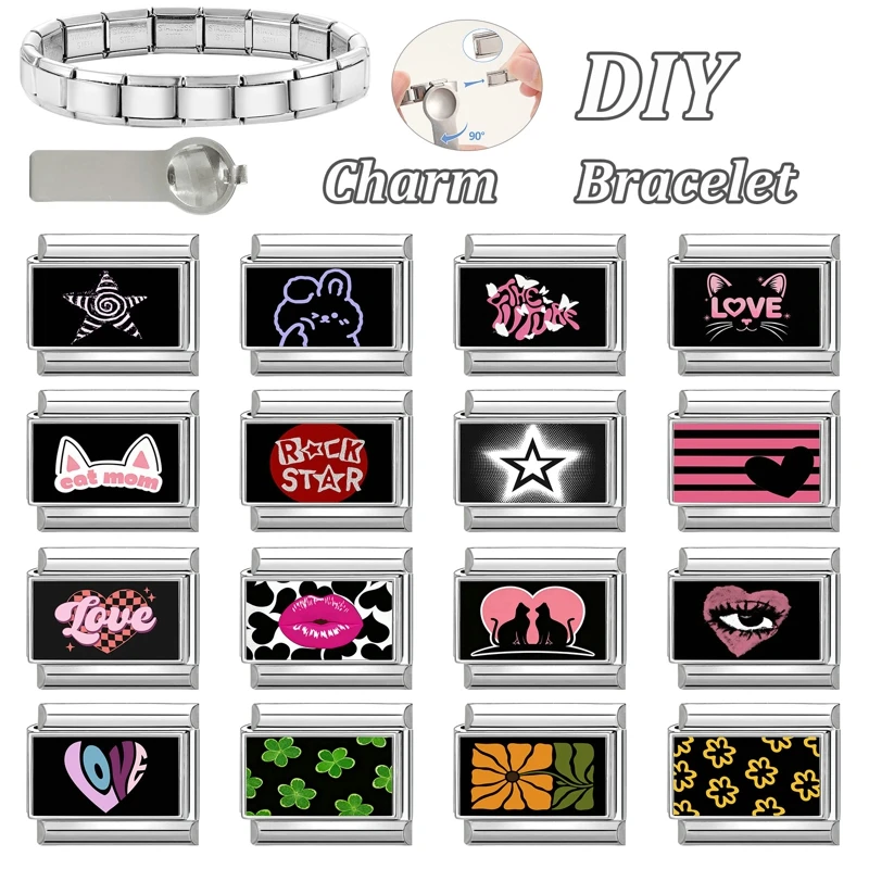 جديد جميل الحيوانات الأليفة القطط والكلاب وصلات سحرية إيطالية تناسب 9 مللي متر سوار الفولاذ المقاوم للصدأ النساء الرجال DIY بها بنفسك صنع المجوهرات #5