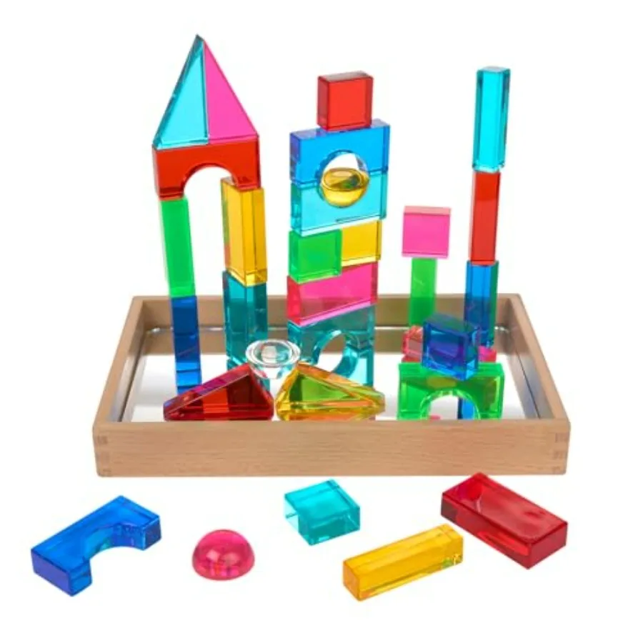 

Acrylic Building Blocks - 31pcs Transparent Colorful Educational STEM Toy for Non-Toxic and Durable