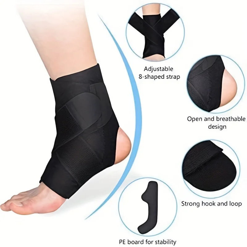 Ankle Brace With PE Plate, Neoprene Adjustable Ankle Compression Pack, For Ankle Sprain, Running, Achilles Tendonitis,