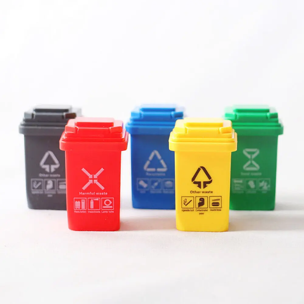 5PCS 1/6 1/12 Dollhouse Miniature Mini Garbage Trash Can Rubbish Bin Toy Model