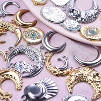 6Pcs/Lot Stainless Steel Wicca Celestial Sun Crescent Moon Pentagram Pendant For Making Lucky Amulet Fatima Hand Breloques Bulk
