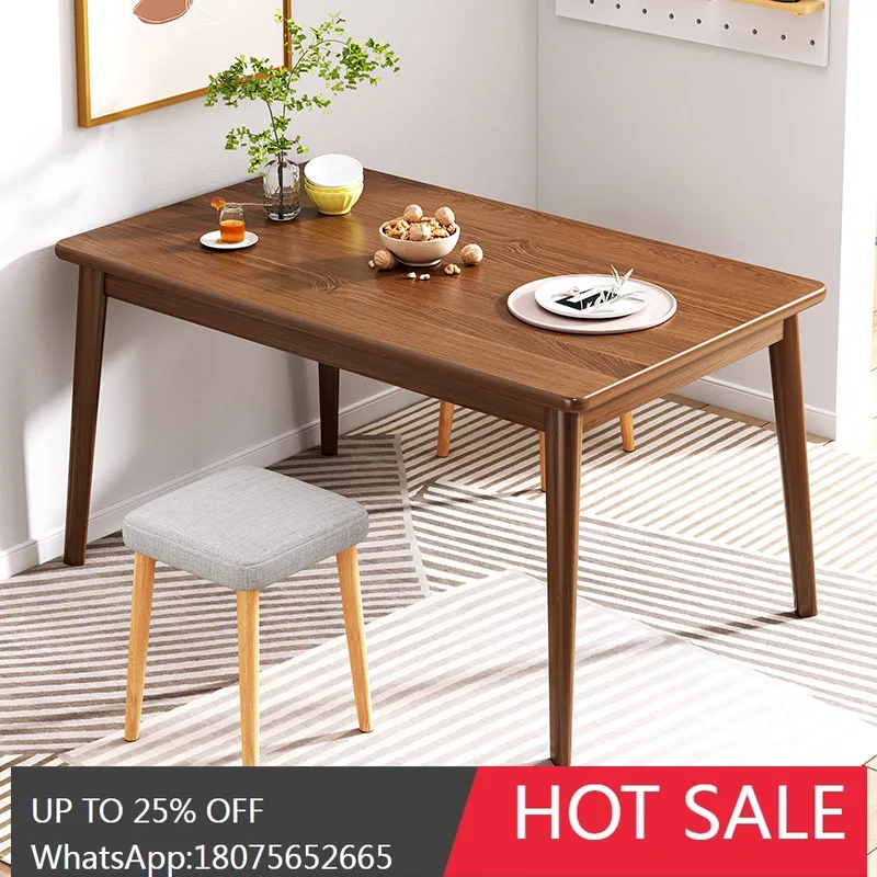 SGF Solid Wood Leg Dining Table for Home Use, Simple Modern Rectangular Dining Table