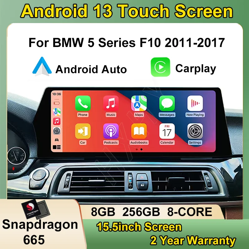 Android 15.5inch Qualcomm 12+256G Carplay Car Multimedia Dvd Player Blade Screen Radio Navigation For BMW 5 Series 520i F10 F11