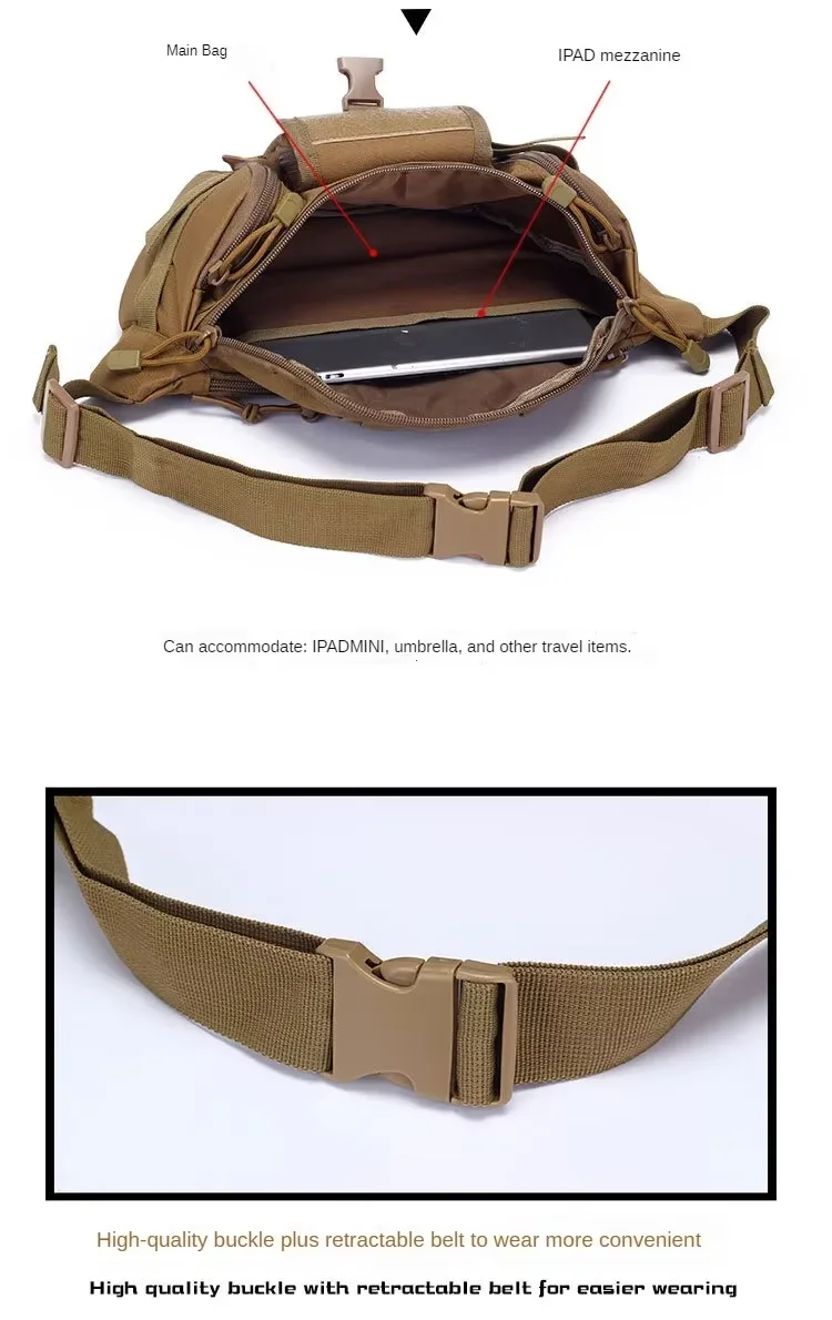 Taktische Gürteltasche für Herren, Nylon-Hüfttasche – Outdoor-Sport, Radfahren, Reisen, Wandern, Camping, Hüfttasche, kleine Gürteltasche – Detail 7