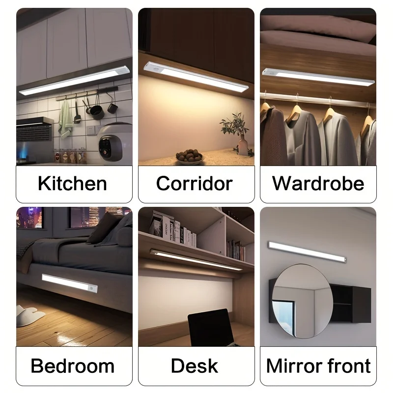 10-50cm LED Motion Sensor Light Night Wireless Lamp USB Battery Rechargeable Wall Under Cabinet For Bedroom Kitchen Lighting