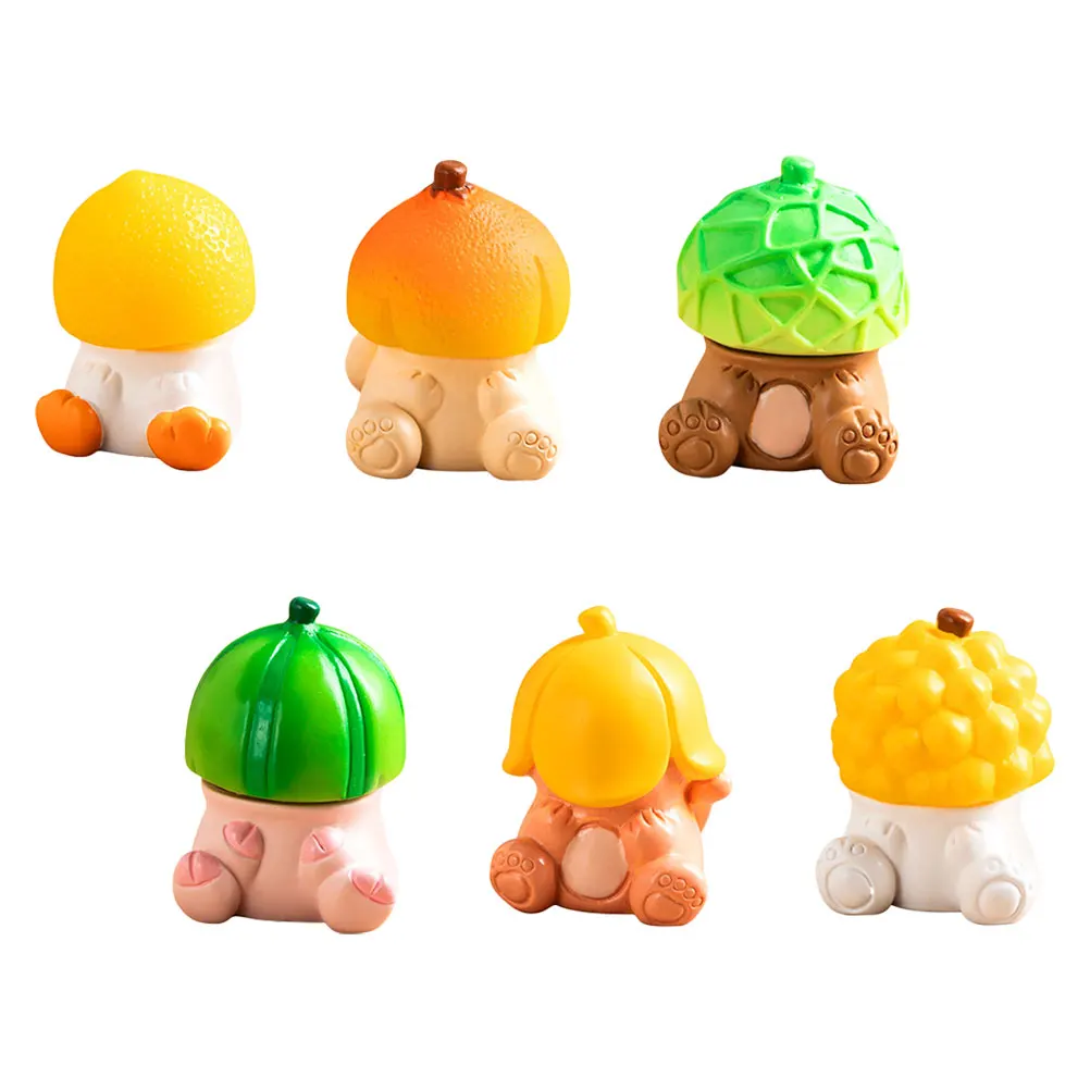 

6 Pcs Fruit Hat Ornaments Mini Plastic Animals Trinkets Figures to Hide Little Mushroom Office