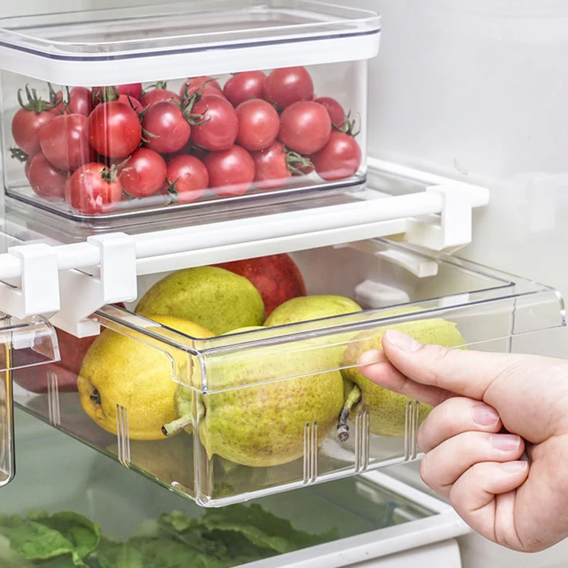 Transparent Pet Refrigerator Storage Freshness Drawer Box Vegetable And Fruit Spice Storage Durable And Easy To Clean Meal Kitch