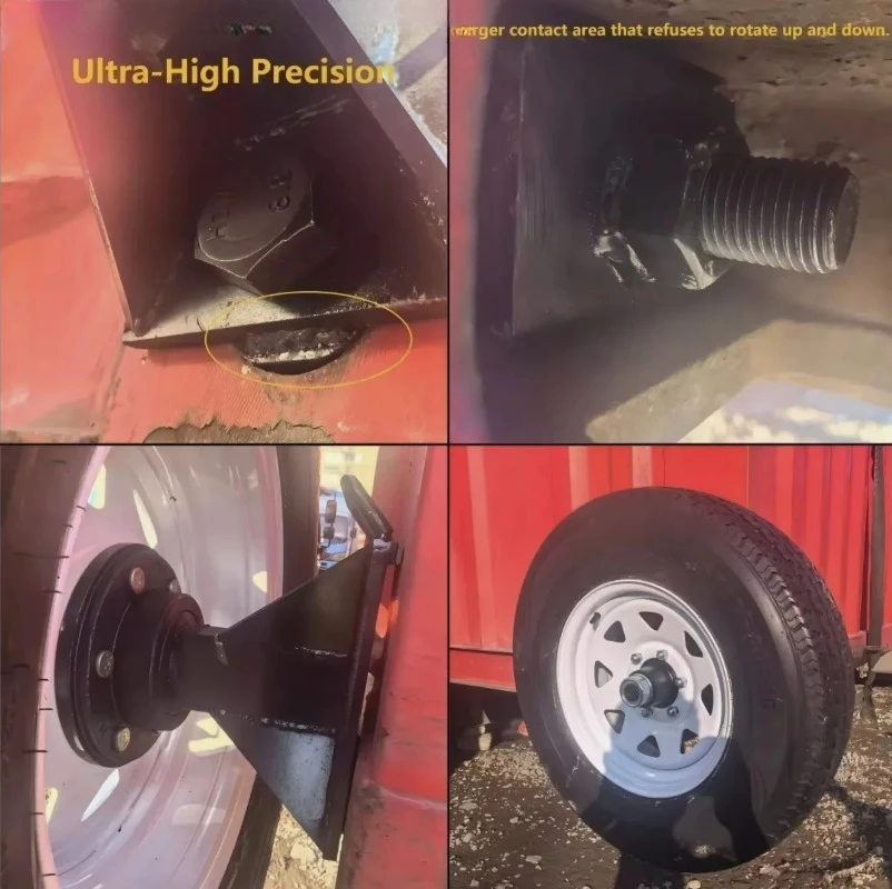 2-piece set of transport container wheels, 8-lug wheel set, heavy-duty transport container axle with U-shaped handle