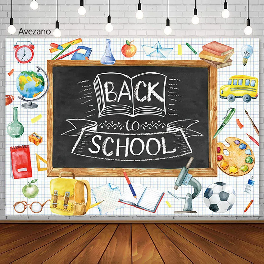 Avezano Photography Background Back To School Blackboard Book Bag Chemical Child Party Backdrops Decor Banner Photo Studio Props