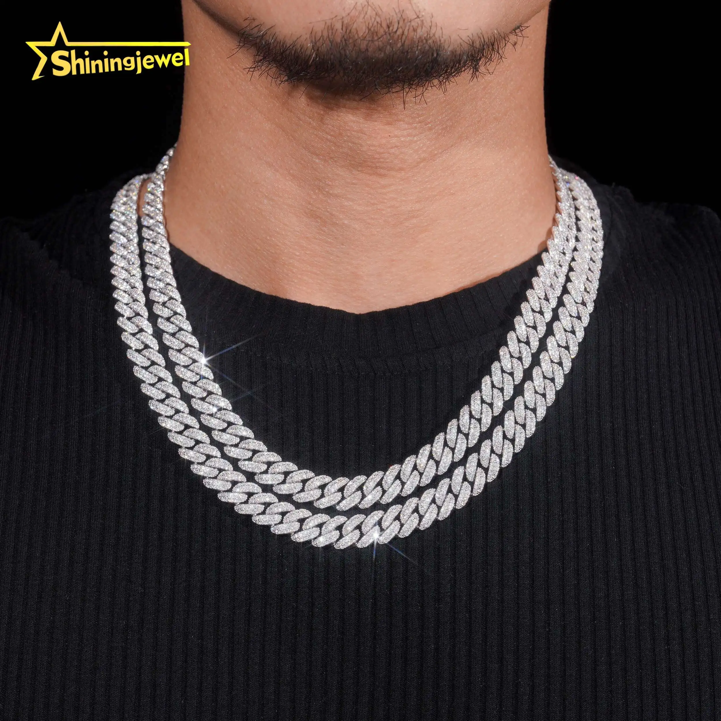Wholesale 925 Sterling Silver Iced Out Necklace - Moissanite Letter/Name/Cross Design - Hip Hop Cuban Chain for Men...