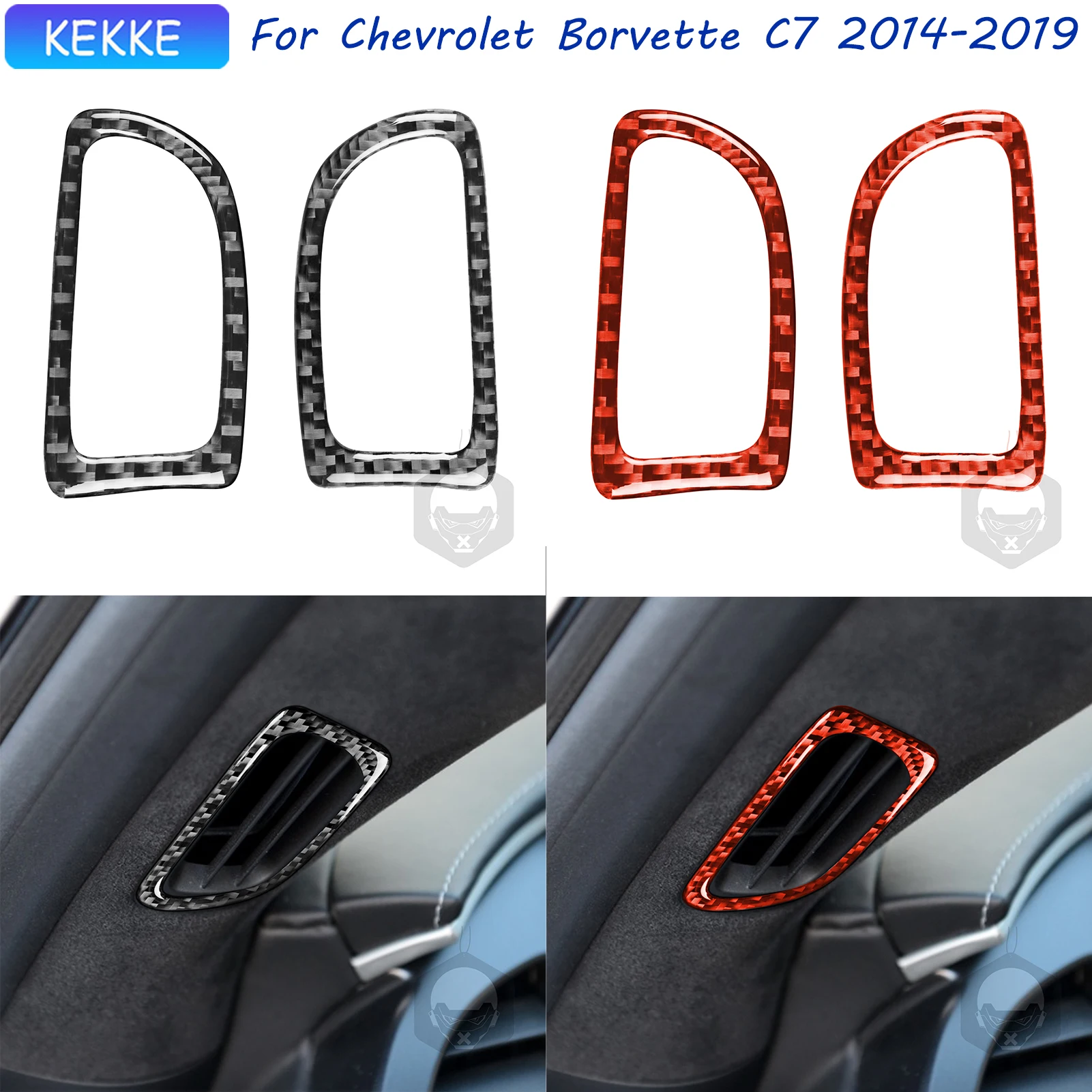 

For Corvette C7 Accessories Interior 2014-2019 Defogging Air Vents Outlets Carbon Fiber Trim Decal Auto Decoration Sticker