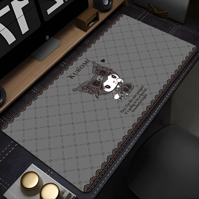 Mouse Pad Laptop Kawaii Purple Bowknot Extended Desk Mat Large PC Anime K-kuromi Skull Mousepad Pink Gamer Cabinet Keyboard Rug