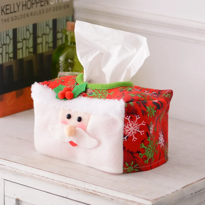 

Red/Green Christmas Tissue Box Cover Napkin Box Non-Woven Tissue Holder Case Toilet Paper Storage Cover Desktop Decor