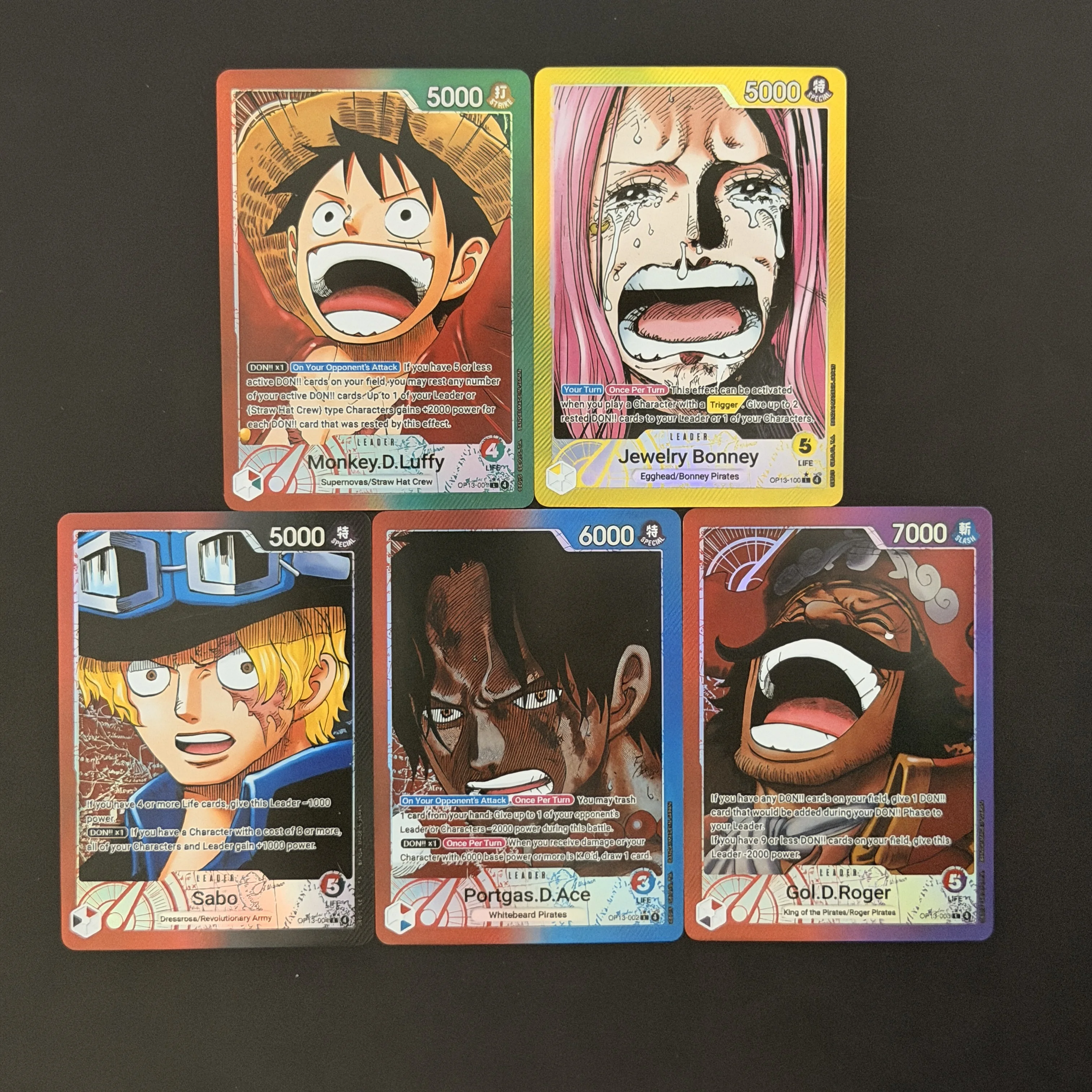 One Piece English Monkey D Luffy (Alt Art Leader) OP13-001 Carrying On His Will MINT Portgas D Ace Sabo Collection Game Card