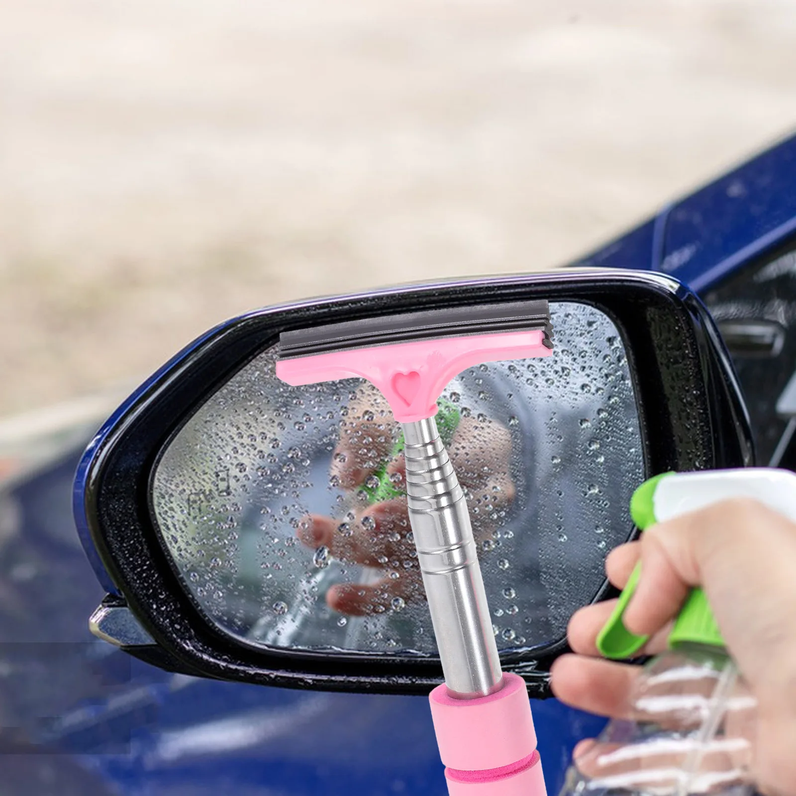 

Extendable Stainless Steel Car Rear View Mirror Wiper Windshield Cleaner Tool Multifunctional Telescopic Wing Mirror Brush
