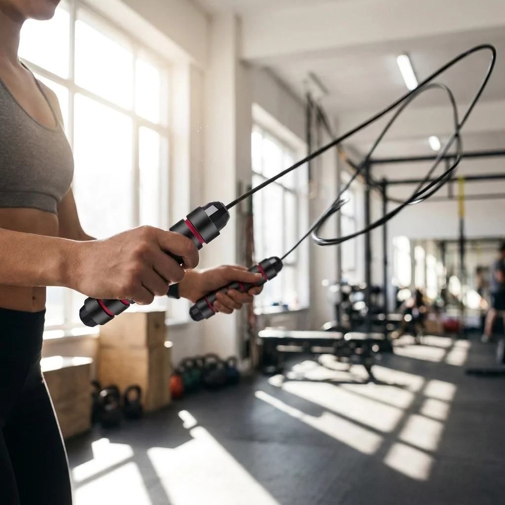 Corda de pular de fio de aço com comprimento ajustável, corda de pular profissional para esportes fitness
