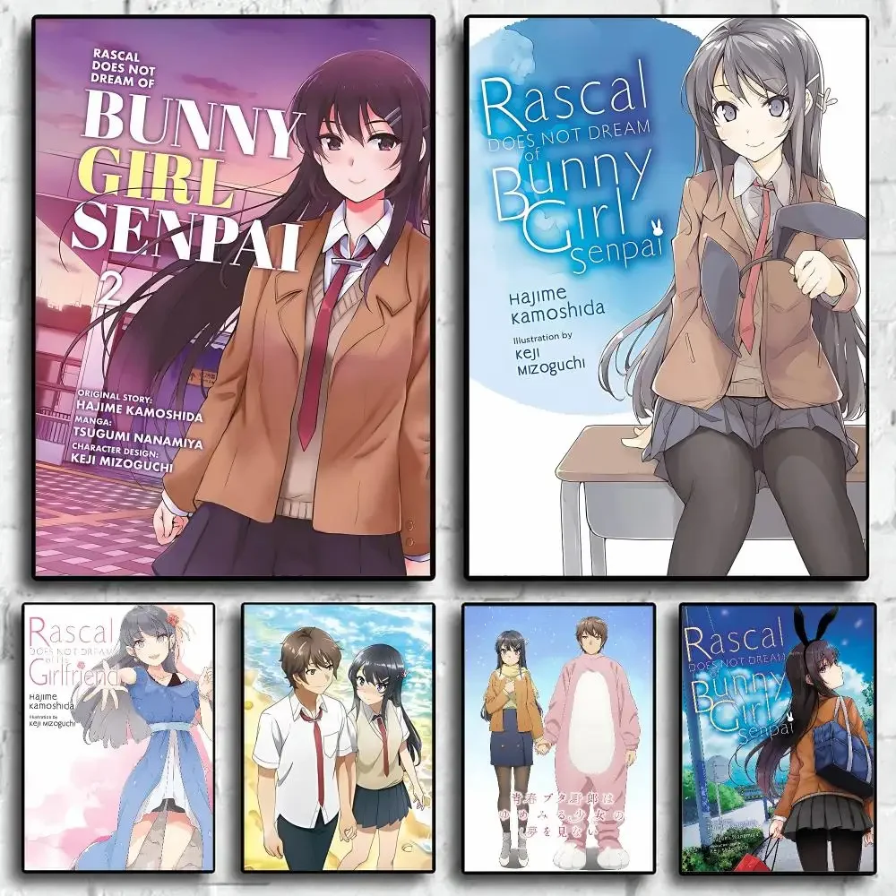 anime Rascal Does Not Dream of Bunny Girl Senpai Poster s Art Print HD Print Self-Adhesive Waterproof Stickers Decoration