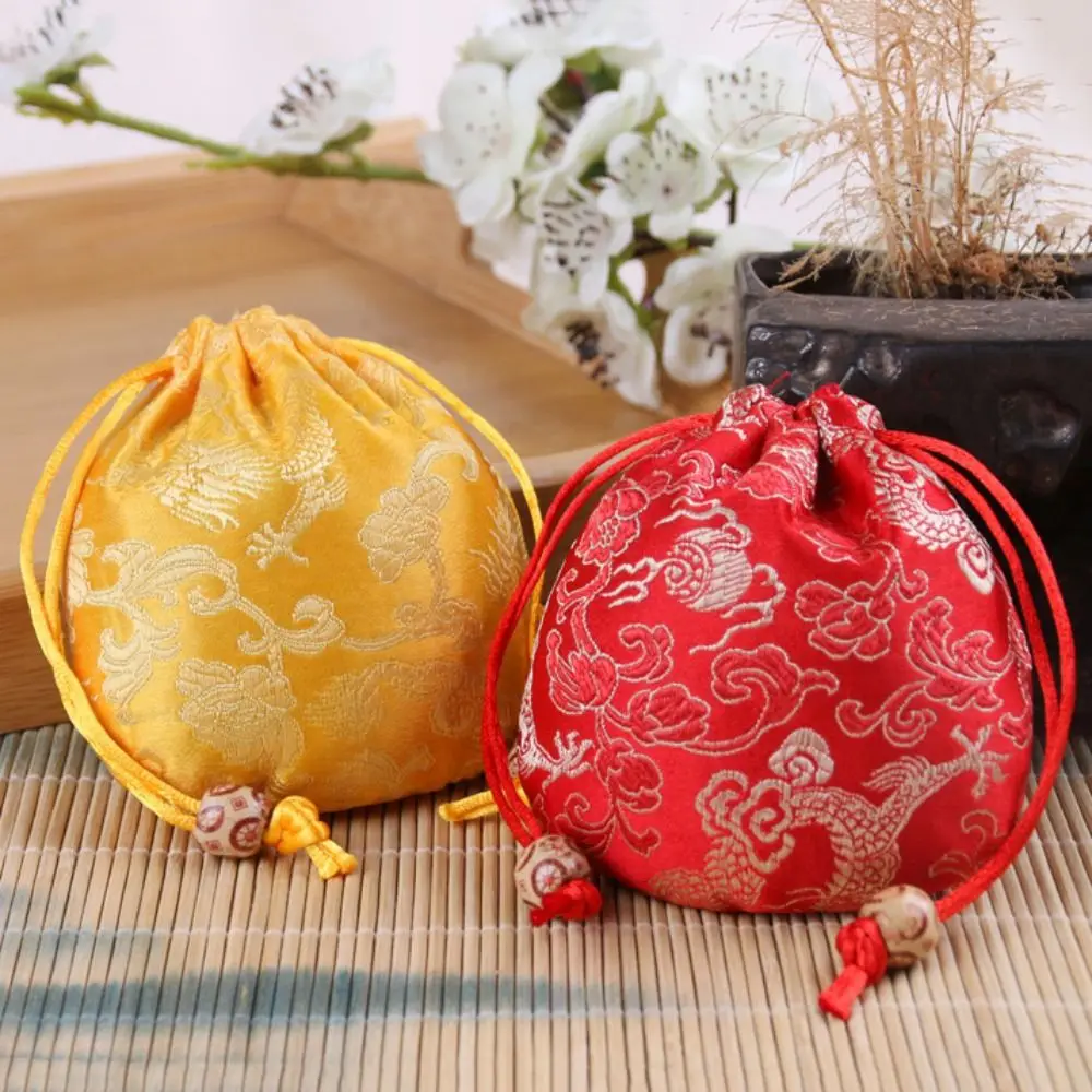 Chinesische Art Brokat Stickerei Kordel zug Tasche Festival Seide Beutel Schmuck Tasche Aufbewahrung beutel Hochzeits geschenk Taschen