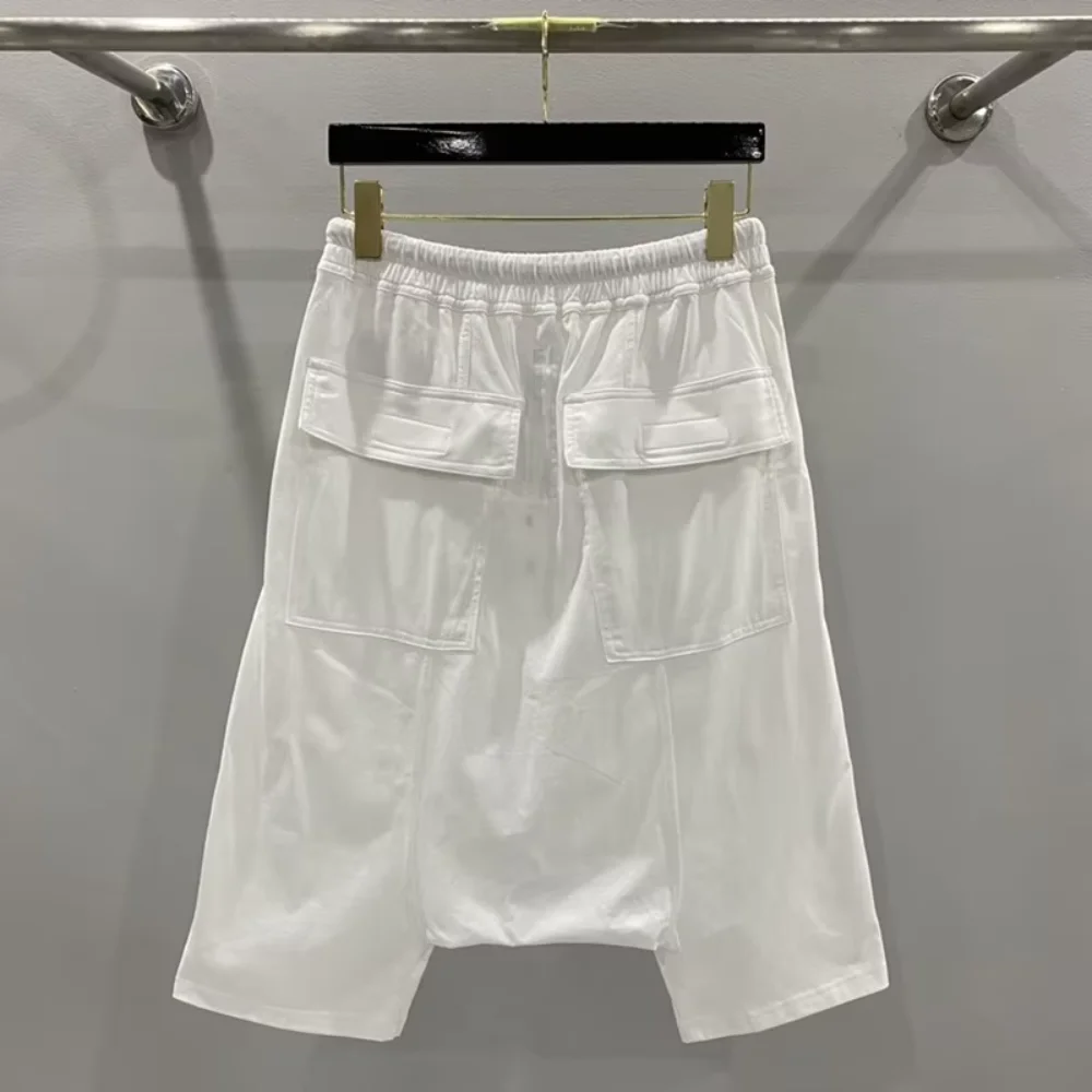 S-XXL RO High Qulaity Cotton Sweatpants Shorts Men's Dark Five Point Harlan Suspension Pants Elastic Waist Casual Loose Shorts