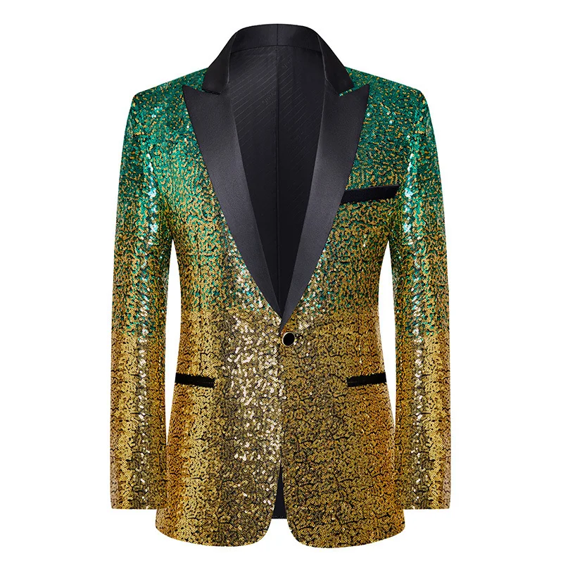 

HOO 2024 Men's Gradient Sequin blazer Singer Stage Performance Photo Studio Photography blazer