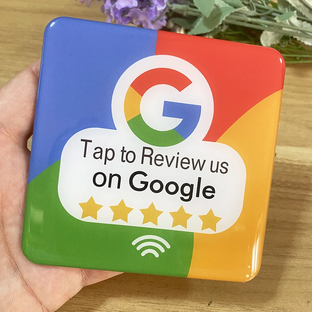 10CM Square Round Google Review Sticker Sign NFC Social Media Plate for Barber Shop  Eyelash Nail Shop Decoration Coffee Shop