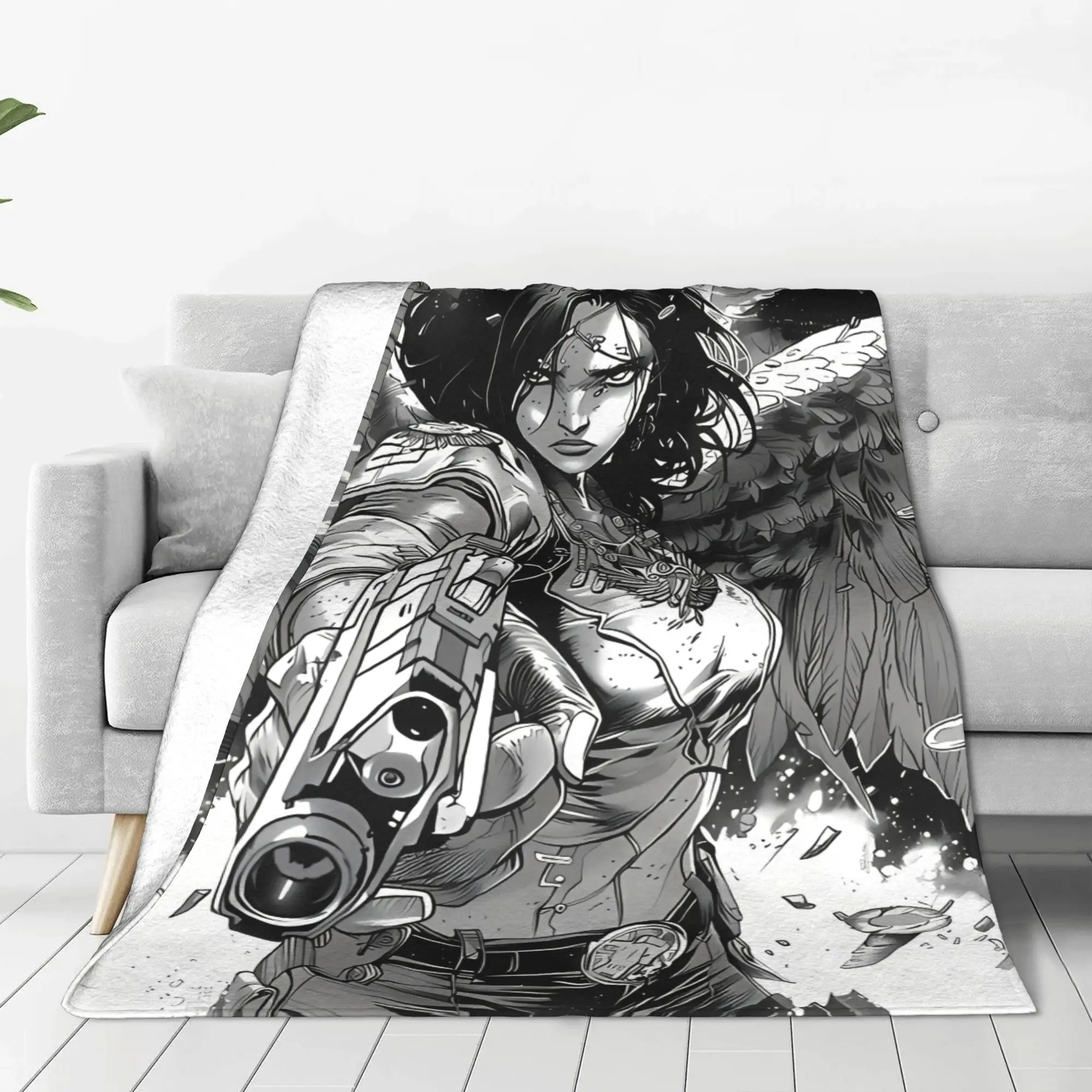 1PC Home Cute Room Decor Futuristic Blanket Throw Blanket Battle Angel Alita Novelty Warm Blanket All Season