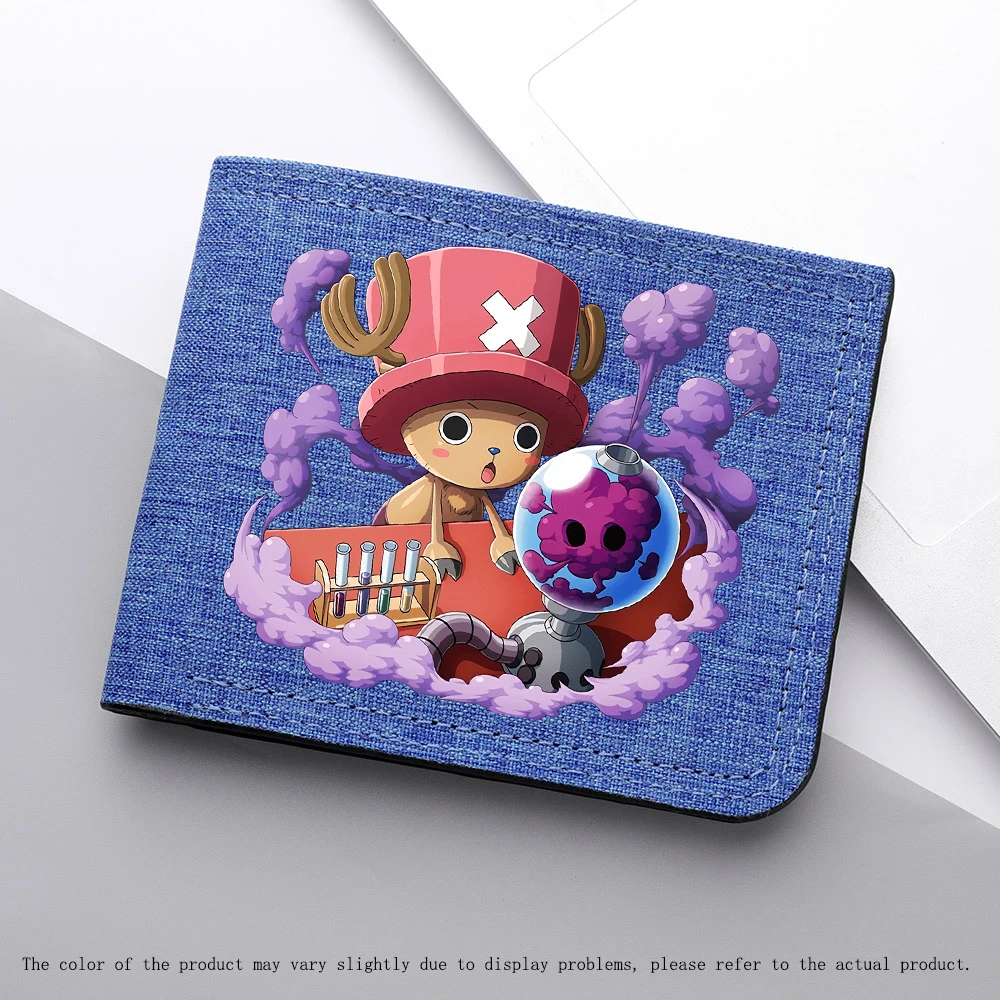 Portfel z motywem anime One Piece, figurka Tony Tony Chopper, krótki portfel, składany, duża pojemność, męski etui na karty