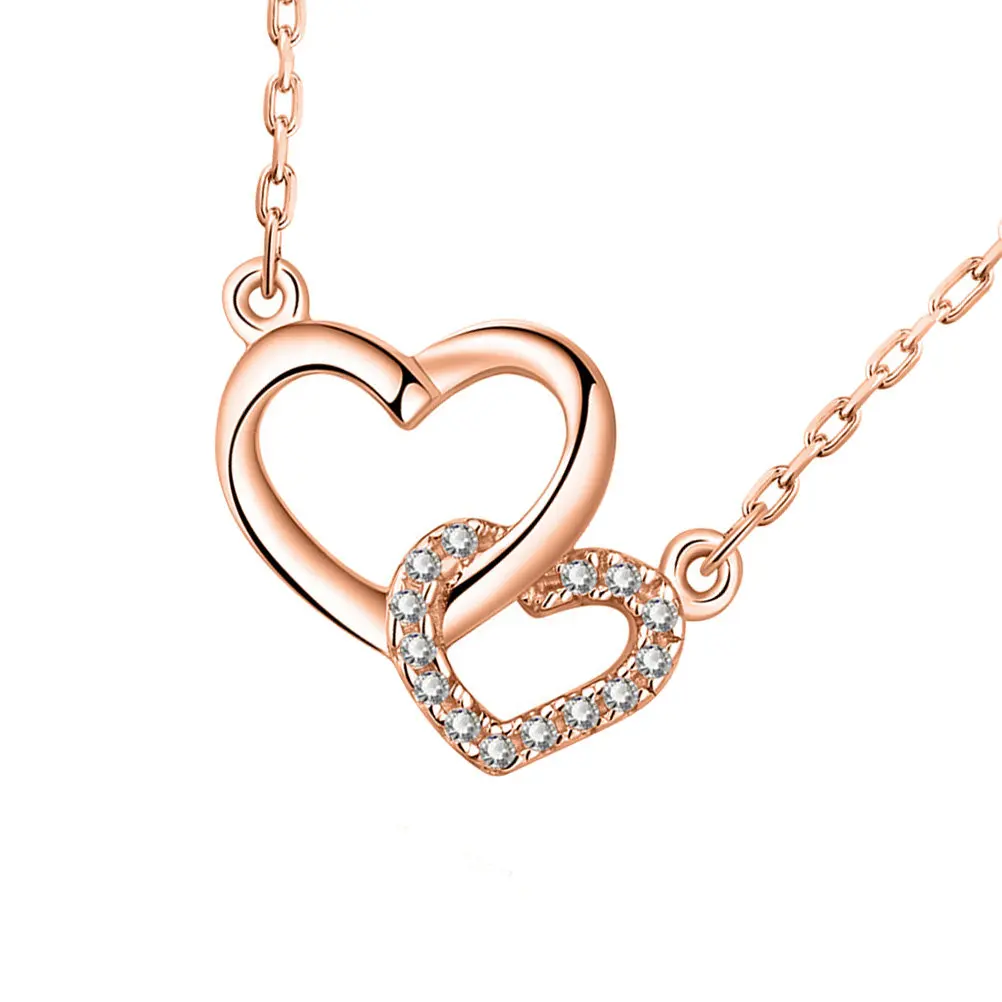 

1 шт. серебряное колье с двойным сердцем, цепочка на ключицу, модное простое украшение на шею, элегантный подарок на День святого Валентина, аксессуар