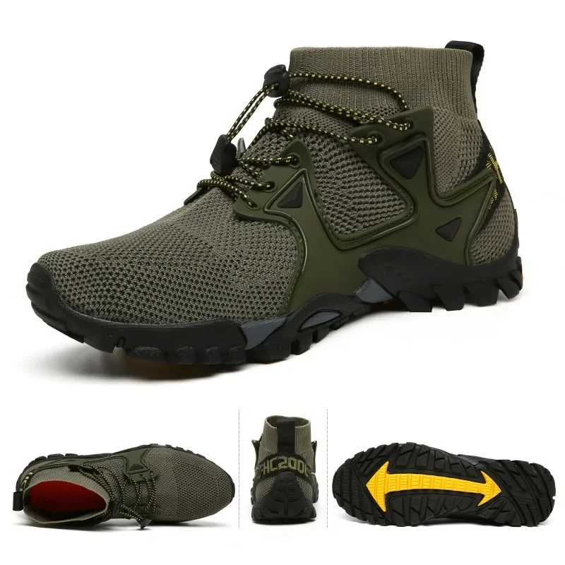 Outdoor hiking shoes non-slip and wear-resistant men's and women's breathable hiking boots wild fishing camping  wading shoes