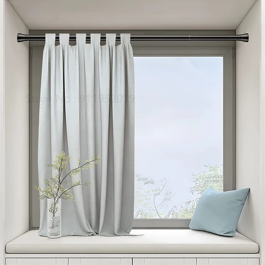 33 To 59 inch Black White Tension Curtain Rod for Window Adjustable Expandable Pressure Spring Curtain Rod No Drilling