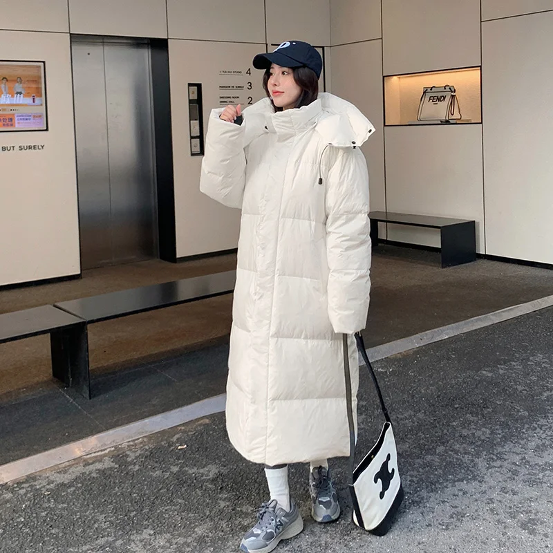 2023 Winter New Oversize Long Snow Parka Hooded Cotton Padded Puffer Jacket Coat Women Over Knee Thick Warm Windbreaker Outwear