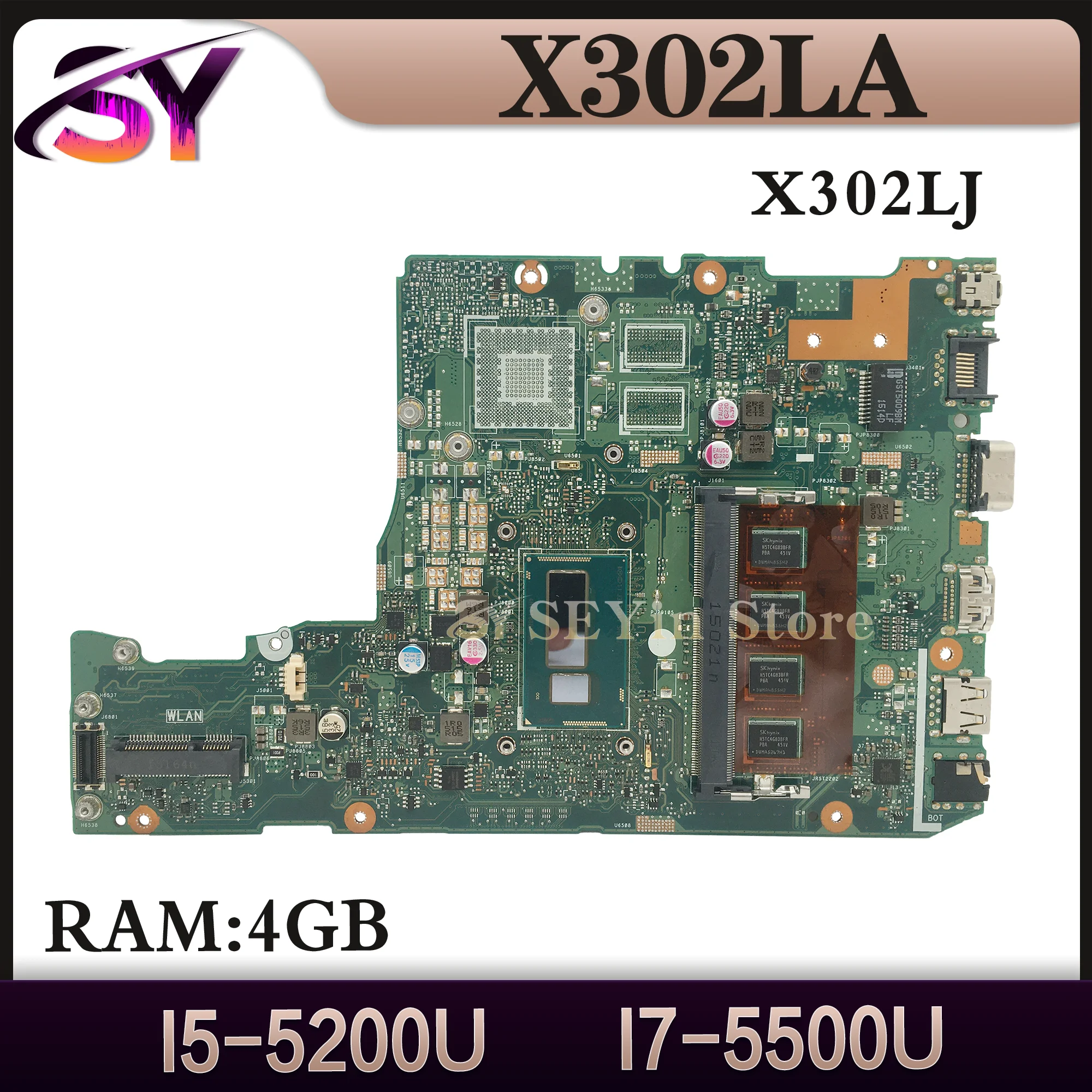 X302LA Laptop Motherboard For ASUS X302L X302LA/LJ X302LJ I3 I5-5200U I7-5500U 4G-RAM Mainboard 100% Working