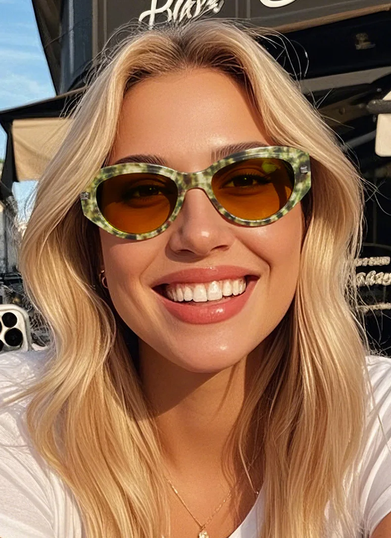 Trendy Beliebte Cat Eye Sonnenbrille Weiblich Männlich Luxus Marke Designer Brillen Outdoor Fahren Reise Schatten Unisex UV400 Lentes – Detail 1