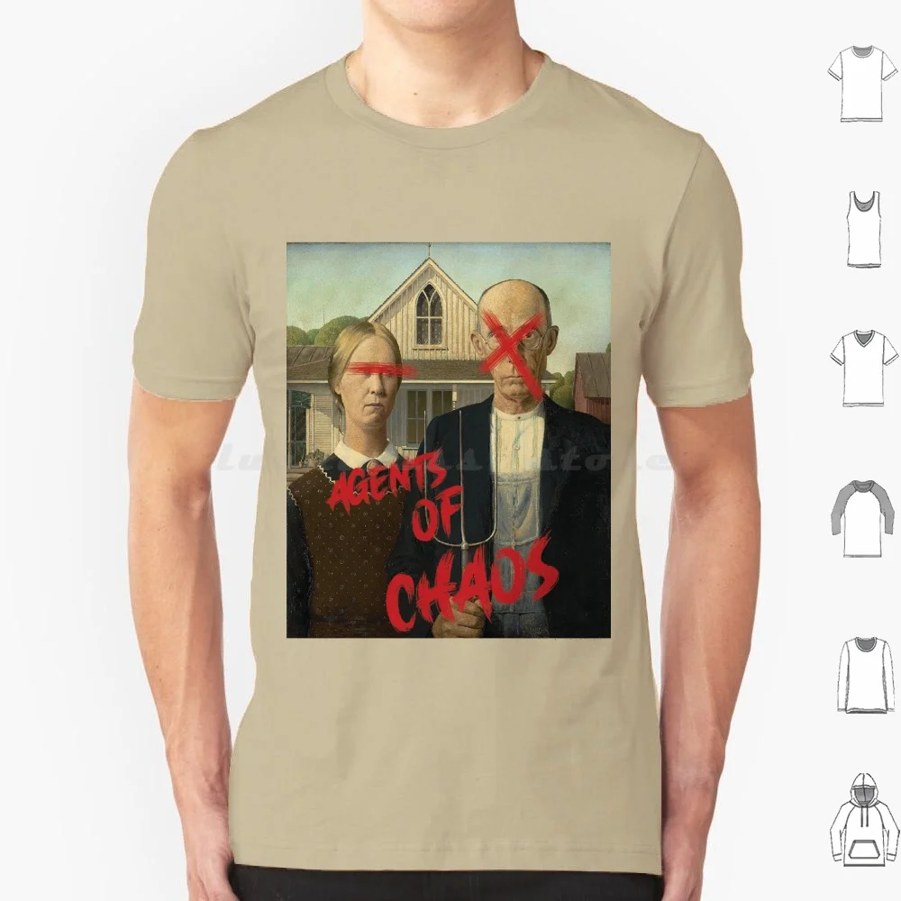 Vandalized Art Agents Of Chaos ( American Gothic ) T Shirt Cotton Men Women DIY Print American Gothic Grant Wood Pop Culture