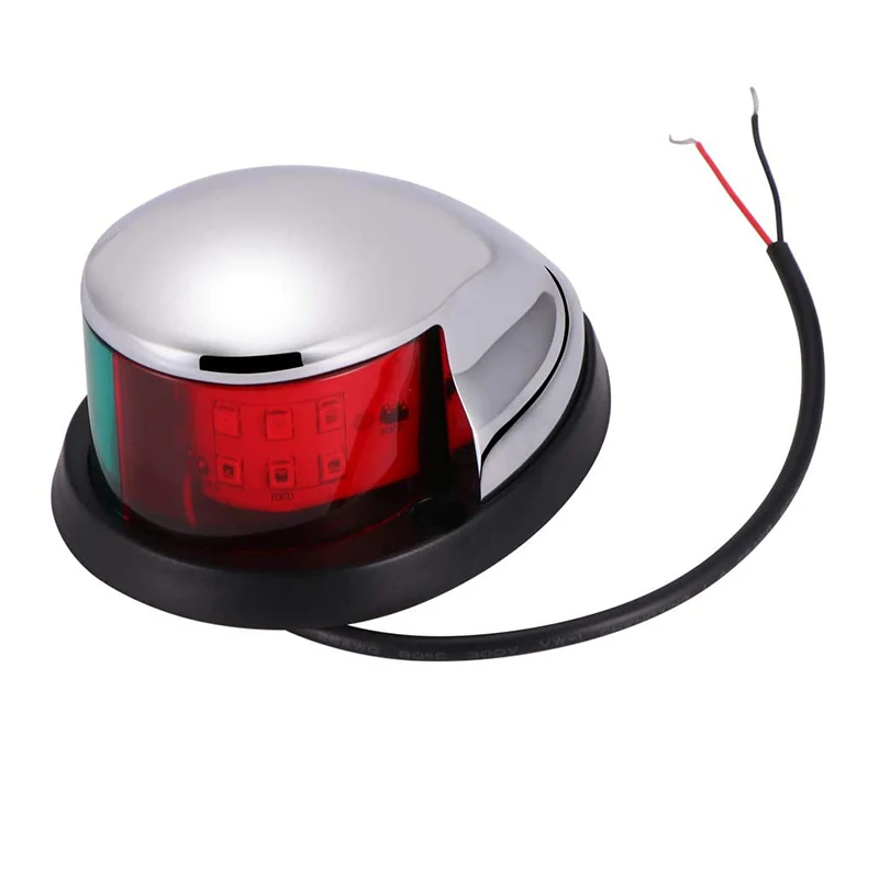 1Pcs 12V Navigation Lights LED Zinc Alloy Bow Light Marine Boat LED Red Green Pontoons Sailing Signal Lights