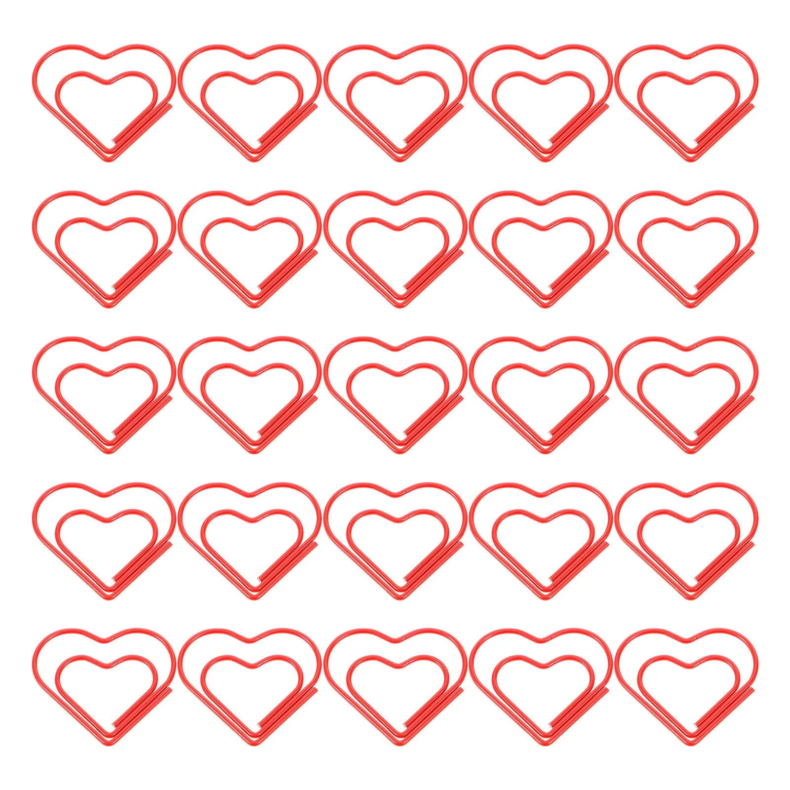 100 szt. Czerwone spinacze w kształcie serca, metalowe, antypoślizgowe spinacze do szkoły, biura, domu, do segregatorów, dekoracyjne akcesoria do spinaczy.